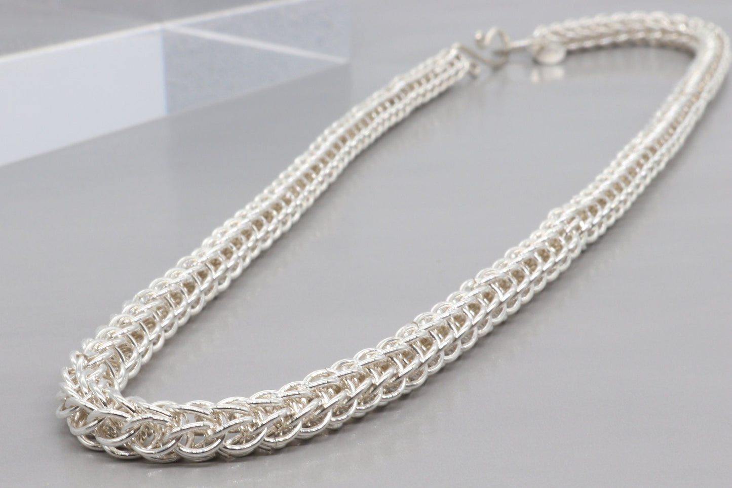 Silver Full Persian Weave Necklace, in 935 sterling Argentium silver, Handcrafted in USA, Perfect Gift, 6mm