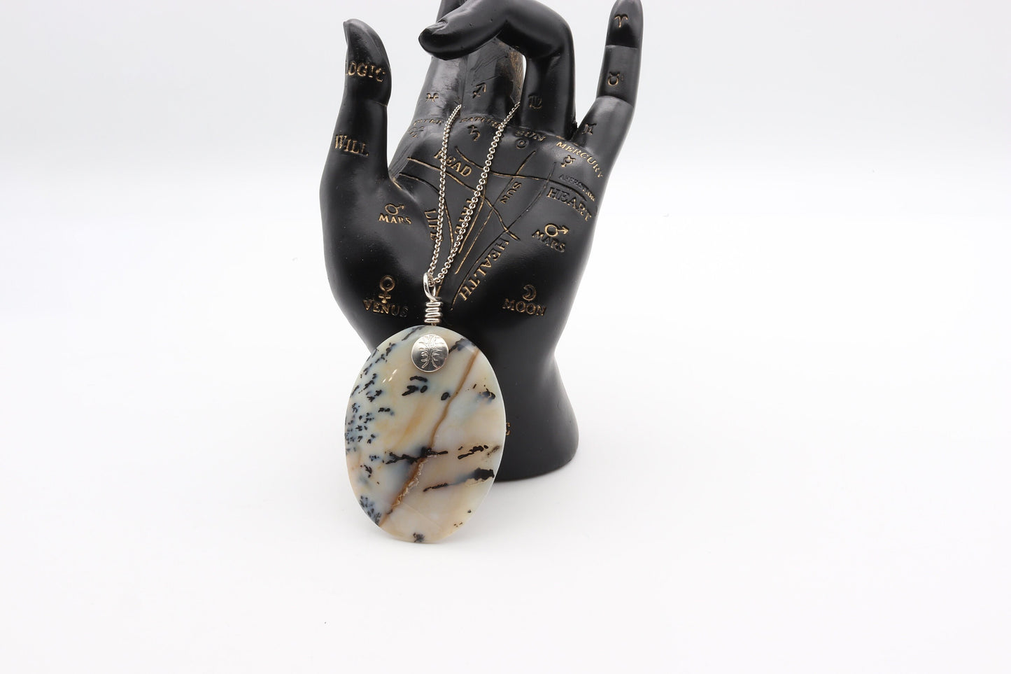 One-of-a-Kind Pendant with Dendritic Agate Patterns - Handcrafted in Argentium® 935 Silver