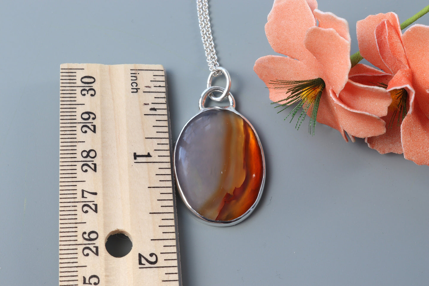 Carnelian agate Pendant, Argentium 935 Sterling Silver necklace, Natural jewelry, Eco Friendly, Best Gift