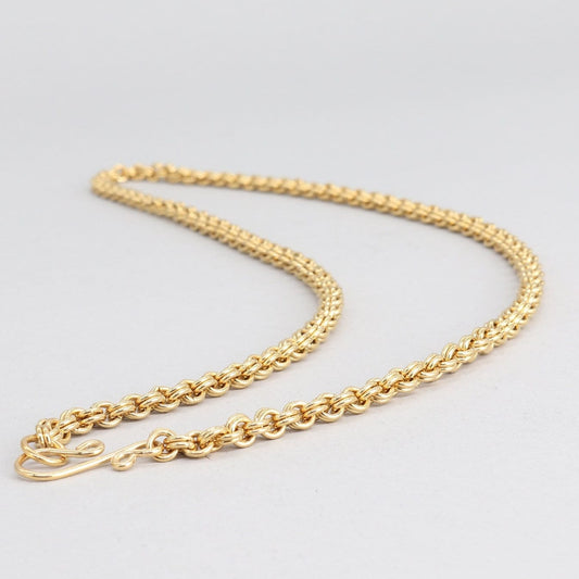 Nu Gold Brass Necklace, classic double cable link chain, a Handcrafted, Durable and Elegant alternative to 14k gold, USA made