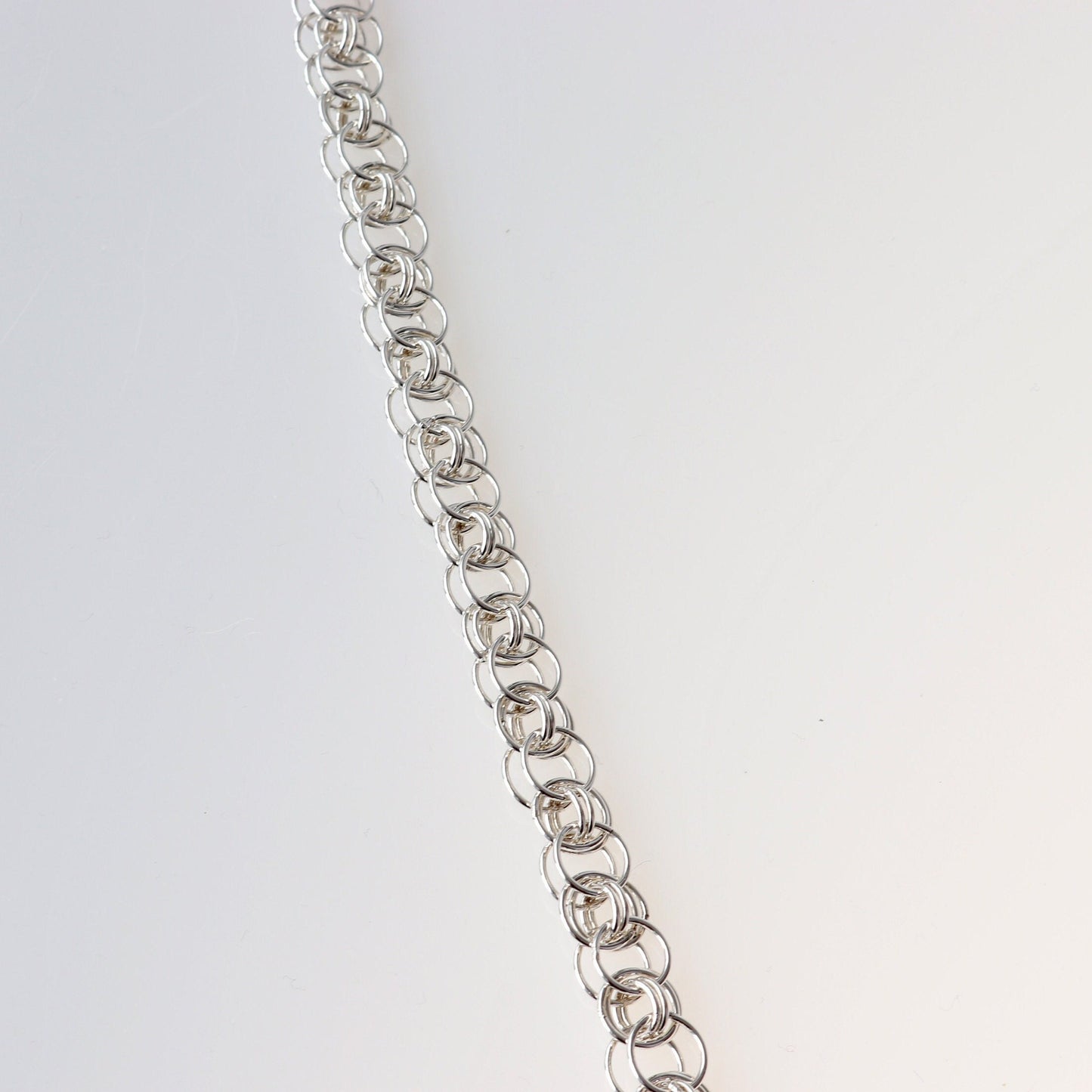 Sterling Silver Chain Bracelet, Helm Weave 935 Argentium, Welded Links, Magnetic Clasp, welded links, USA made, 8mm