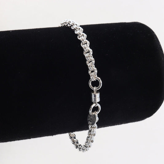 Sterling Silver Double-Link Bracelet, 935 premium Argentium, Handcrafted in Missouri, Magnetic Clasp, Perfect gift for anyone, 7