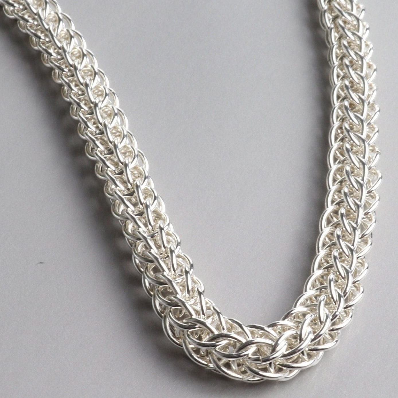 Silver Full Persian Weave Necklace, in 935 sterling Argentium silver, Handcrafted in USA, Perfect Gift, 6mm