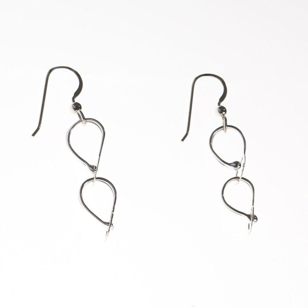 Silver Dangle Eyeglass Shaped Earrings, Handcrafted USA-Made, Loops in sterling 940 Argentium, Optical Gift