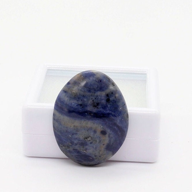 Unique Blue Foidolite Cabochon for Jewelry Making, Sodalite variety, Oval Shape, Handcut and Crafted in the USA