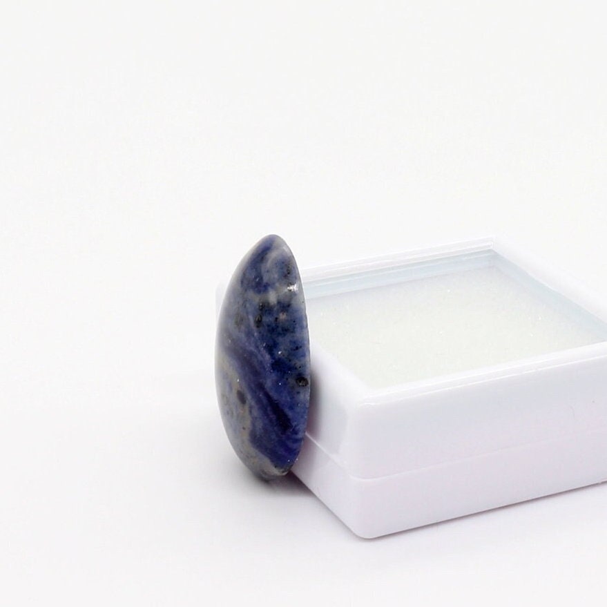Unique Blue Foidolite Cabochon for Jewelry Making, Sodalite variety, Oval Shape, Handcut and Crafted in the USA