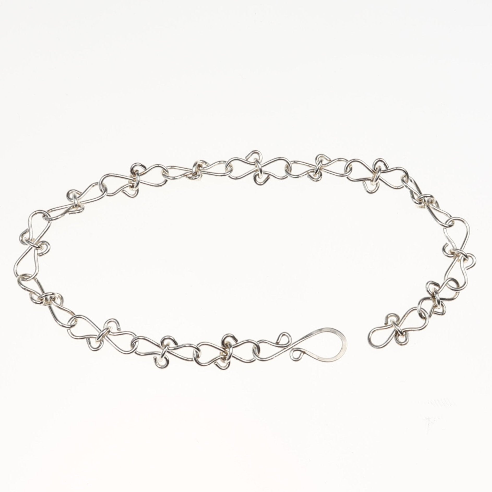 Customizable Infinity Bow Chain Bracelet in Argentium® Silver