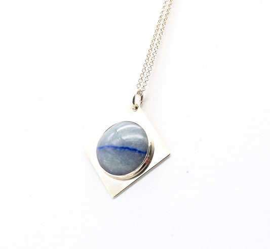 Blue Aventurine Quartz Pendant in Argentium® Silver