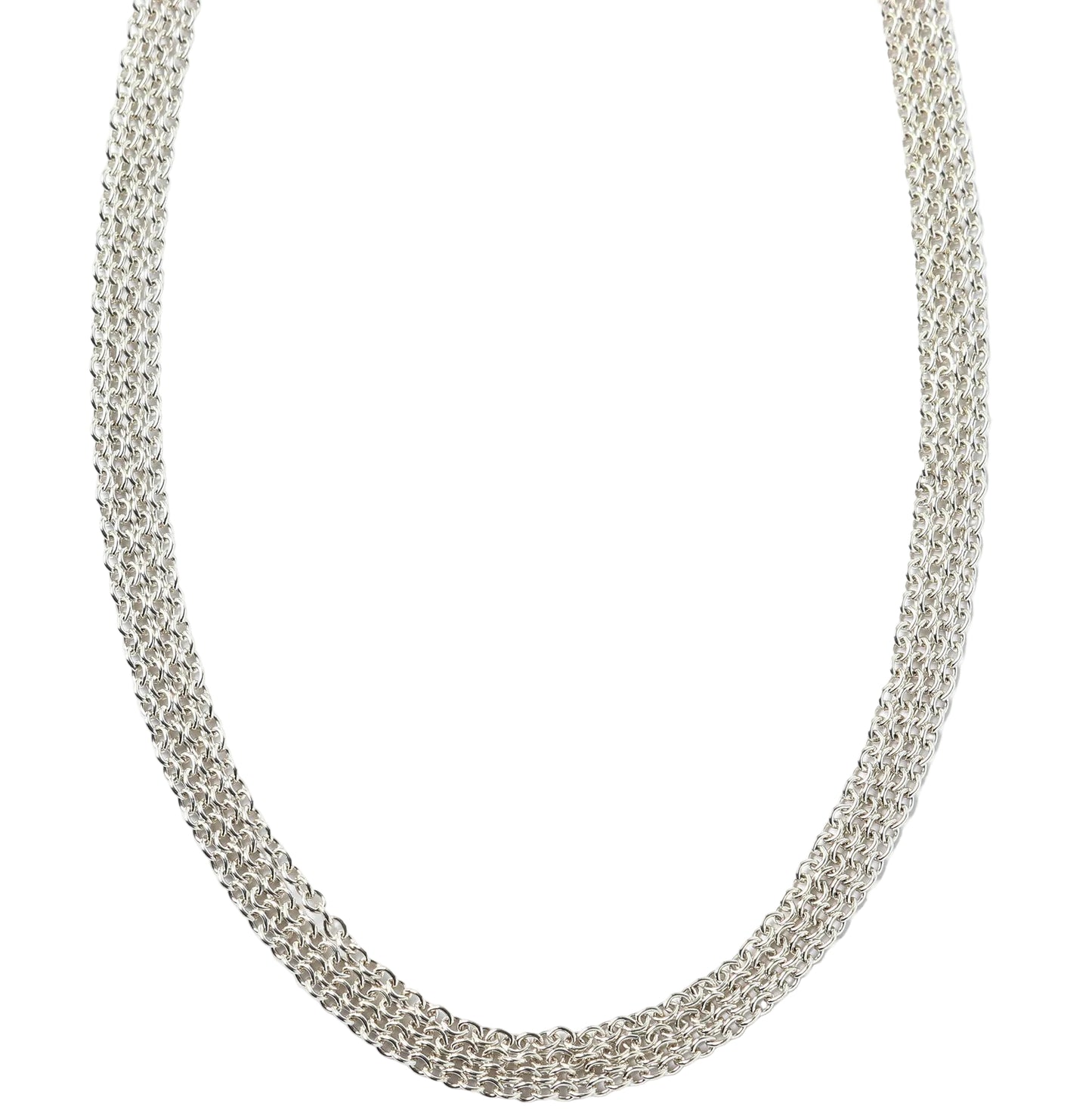 Argentium Silver chain necklace on a white background