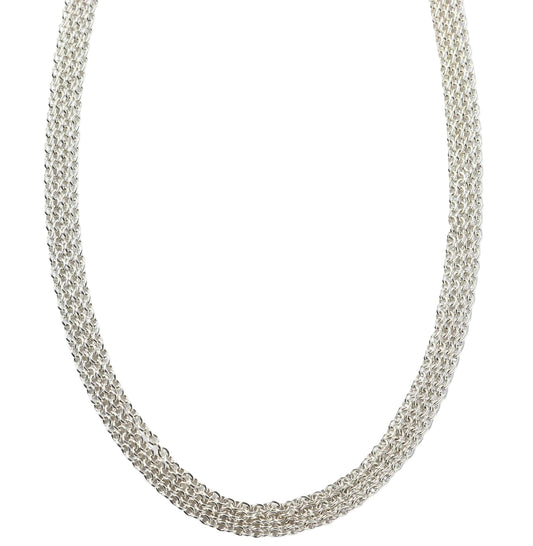 Argentium Silver chain necklace on a white background