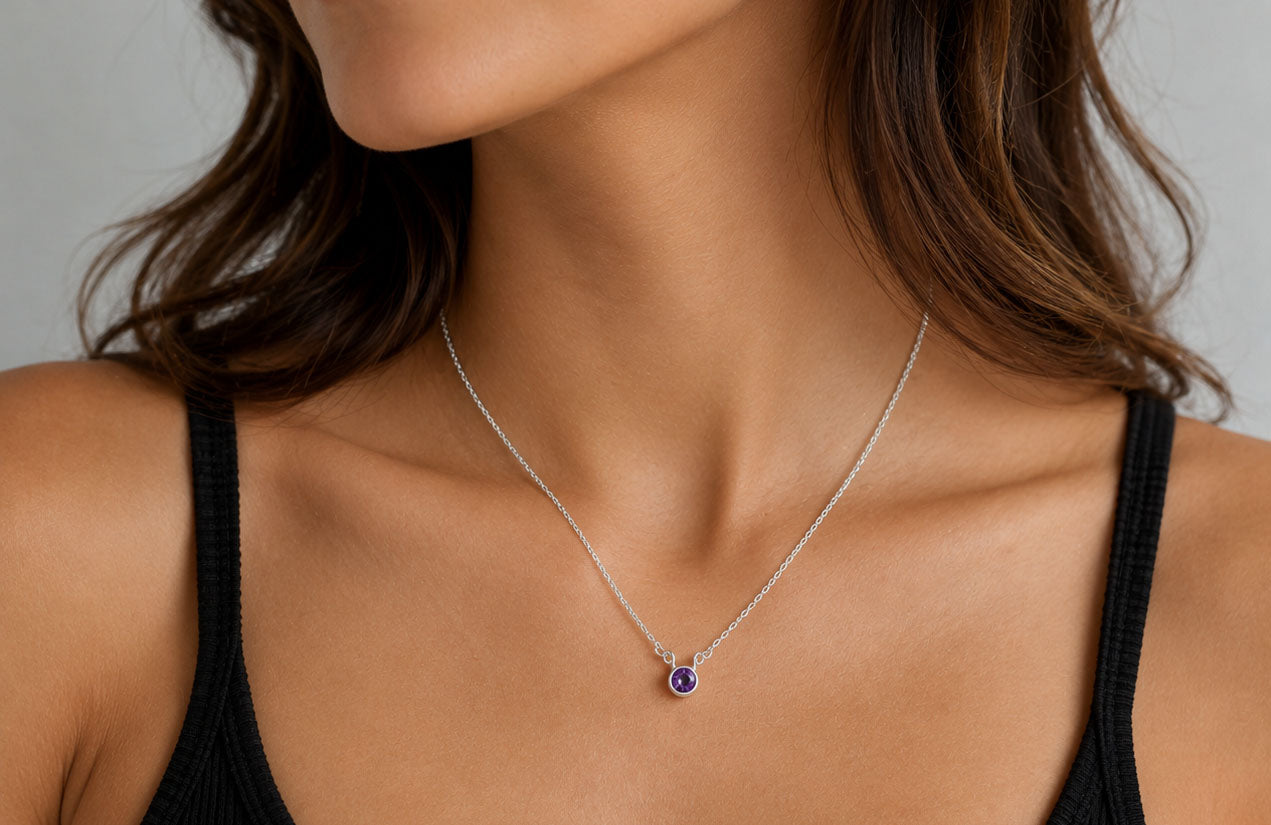Purple Gemstone Necklace in Argentium® Silver | Dainty Handmade Pendant