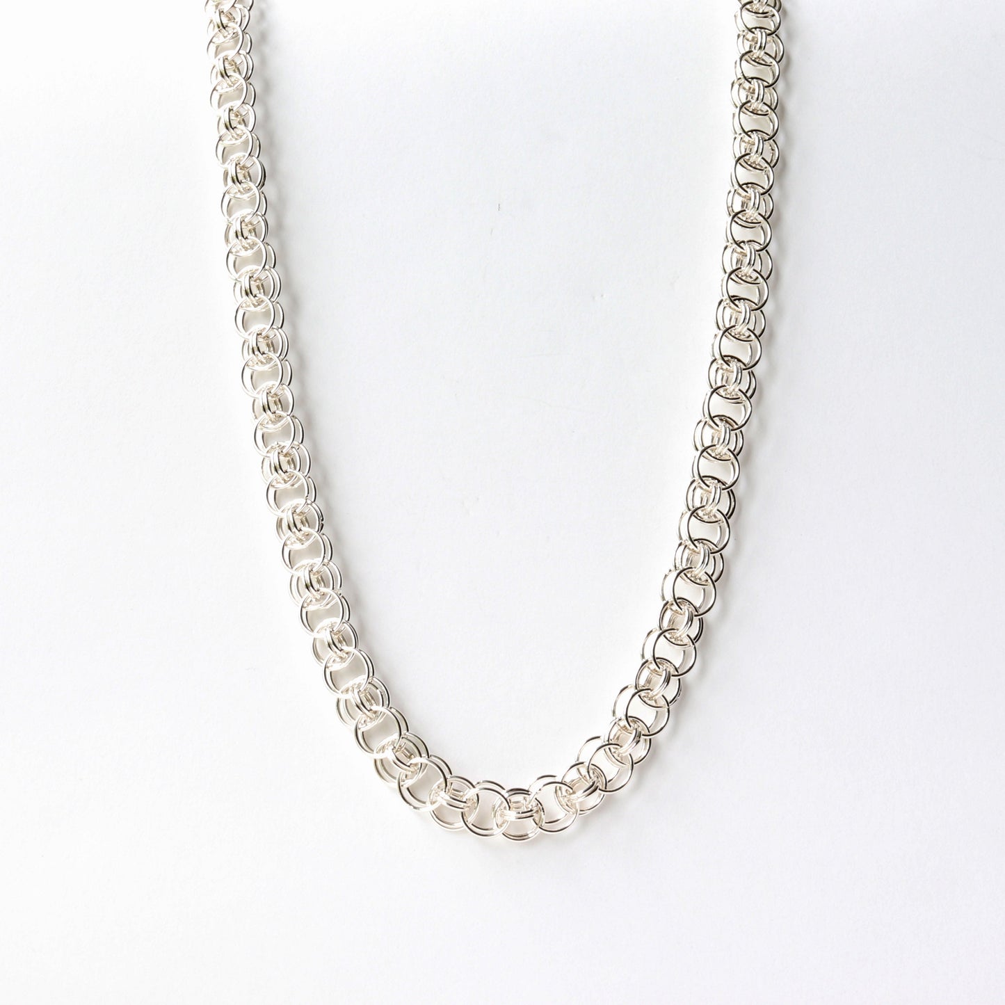 Handcrafted Helm Weave Design Necklace, in Solid 935 Argentium® Silver, Intricate Interlocking Links, Perfect Gift for Her