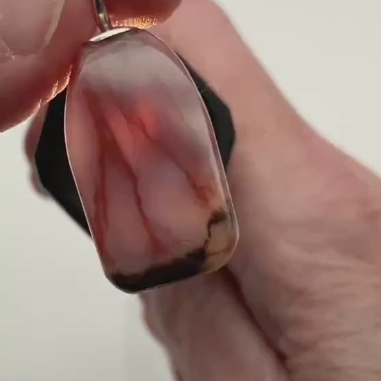 Petrified Wood Pendant Video clip showing the translucent features and reversible side of pendant.