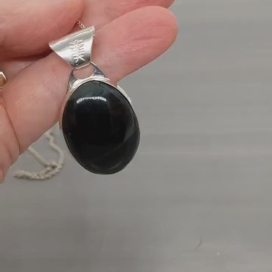 Demo clip of Blue Tiger Eye Pendant in Argentium Silver