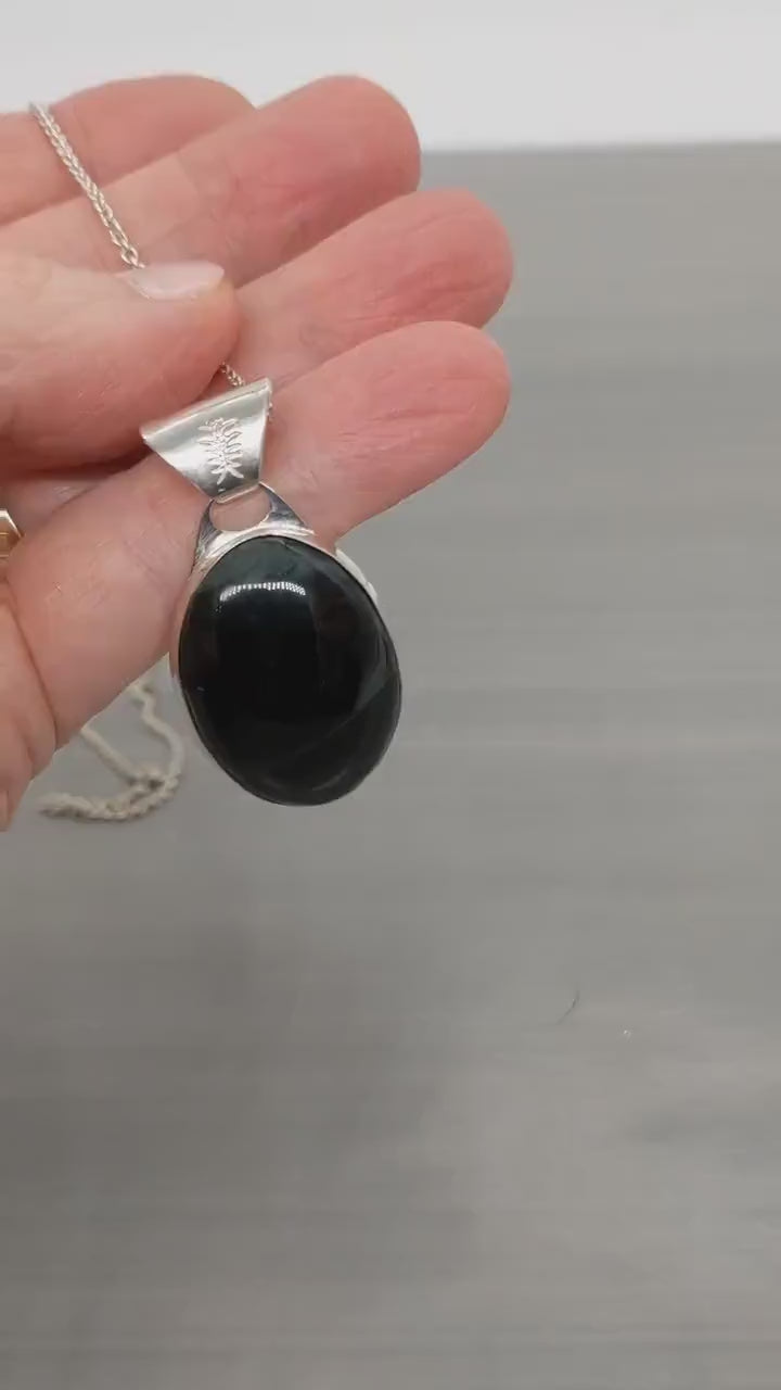 Demo clip of Blue Tiger Eye Pendant in Argentium Silver