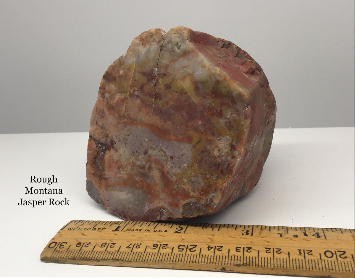 Rough Montana Jasper collected from the Yellowstone River in Montana before cutting and polishing
