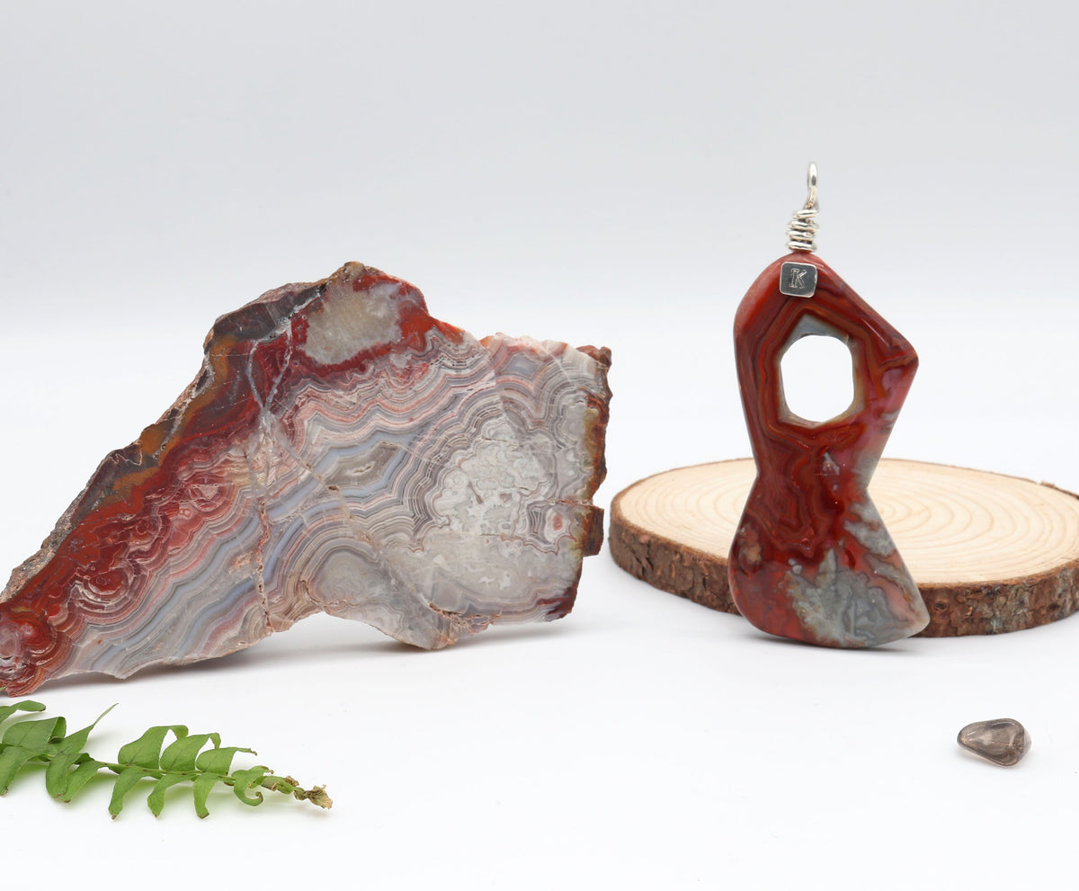 Crazy Lace Agate Pendant in Argentium Silver
