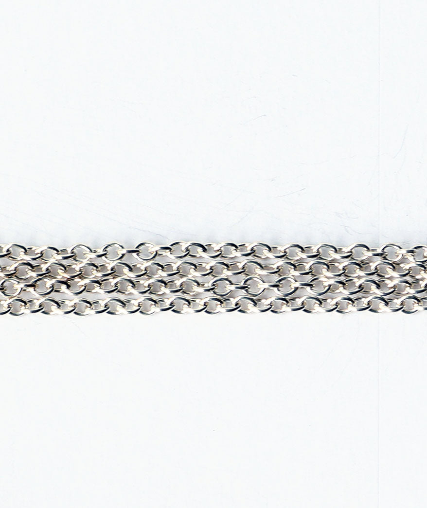 4-Strand Argentium® Silver Chain Necklace 18" – Oval Cable Layered Necklace