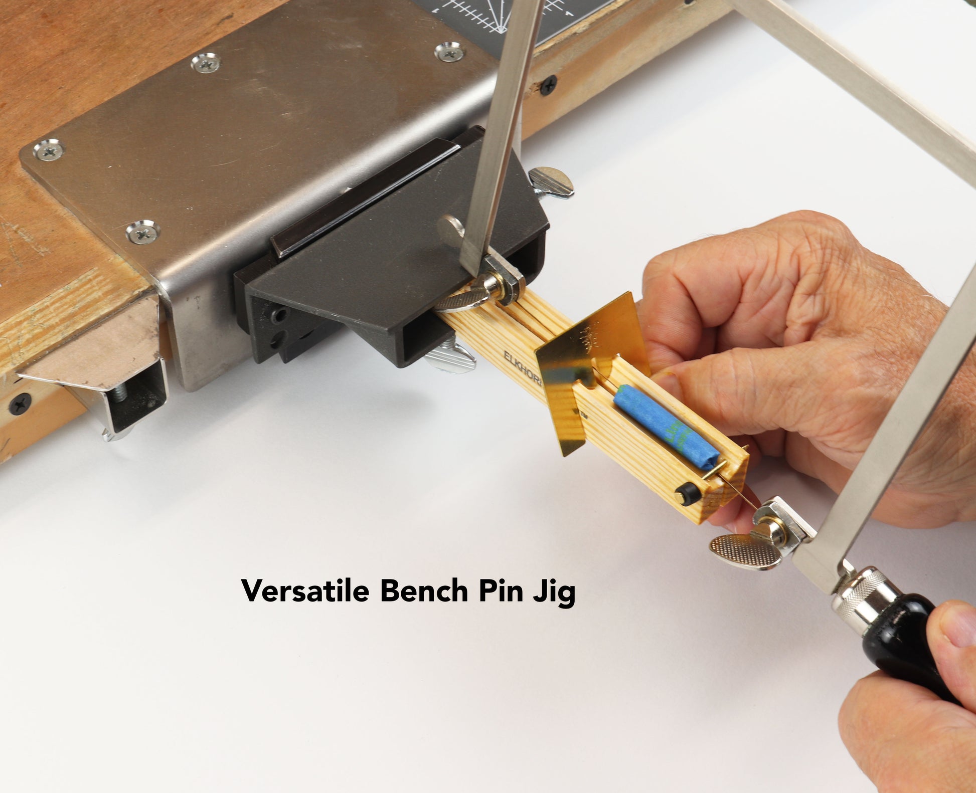 Our versatile Elkhorn Silver Jump Ring Jig for Bench Pin Fits standard bench pins (0.625 inch or larger) or pairs with our Jig Holder (sold separately).
