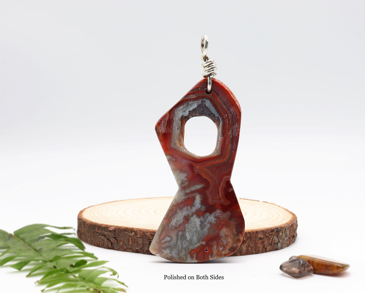 Crazy Lace Agate Pendant in Argentium Silver